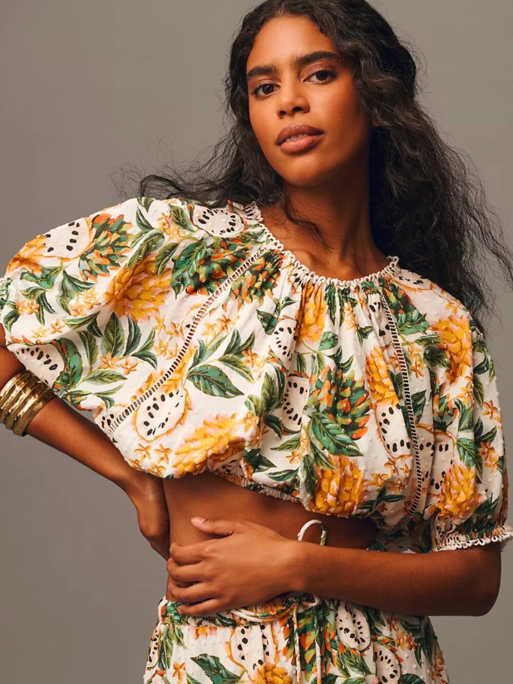 Farm Rio Anthropologie Biriba Crop Blouse  XXS NWT